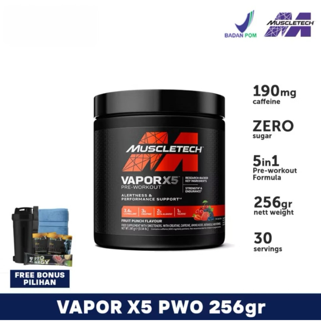 MUSCLETECH Pre-workout Vapor x5 Next Gen 30 serving Suplemen Fitness PWO