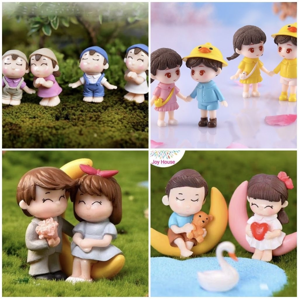 1set Pasangan Kekasih Bulan Miniatur Pengantin Dekorasi Kurcaci Anak  Sekolah topper Cake Wedding Ku