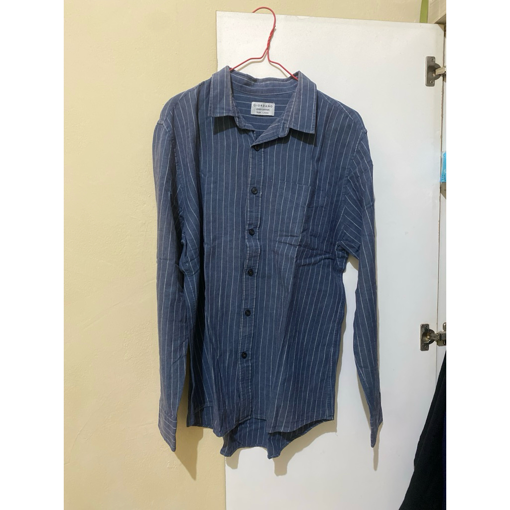[PRELOVED] Kemeja Pria Giordano garis salur putih biru