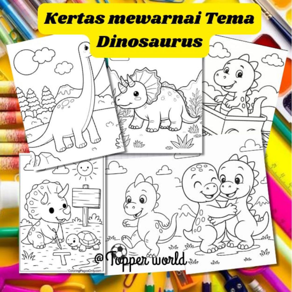 

20 LEMBAR KERTAS MEWARNAI ANAK TEMA DINOSAURUS (READY LANGSUNG KIRIM)