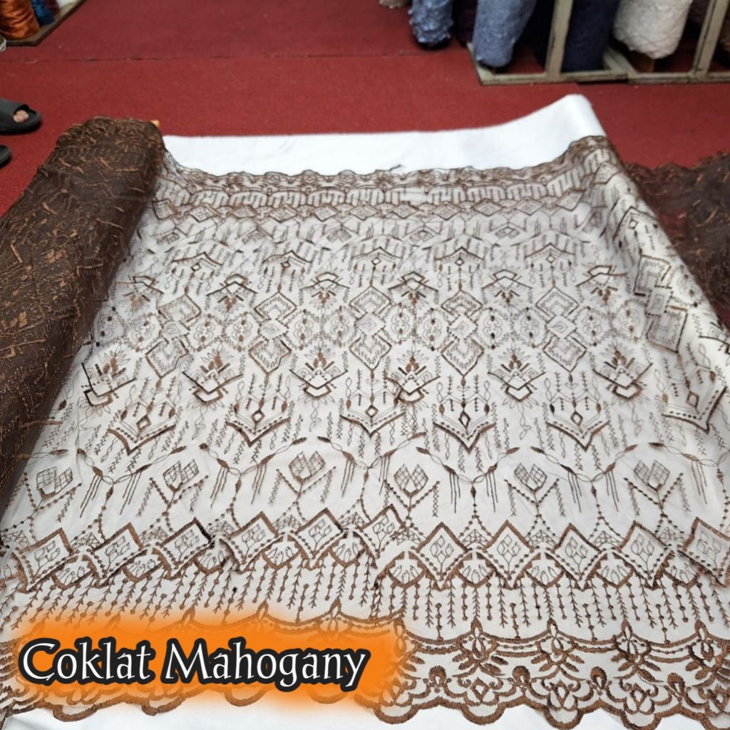 kain tile bordir motif etnik sapto terbaru