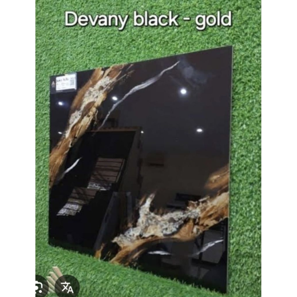 Granit Lantai/dinding Uk60×60 Motip Hitam Corak Emas Arna Devana Black