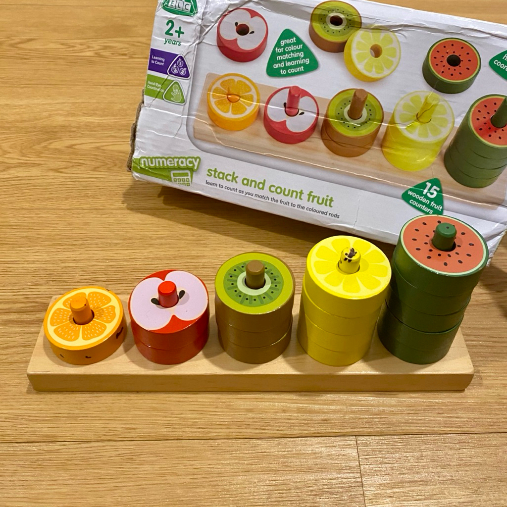PRELOVED ELC Stack and Count Fruit | Mainan Edukasi Anak Bayi Baby Berhitung Warna Belajar Buah Susu
