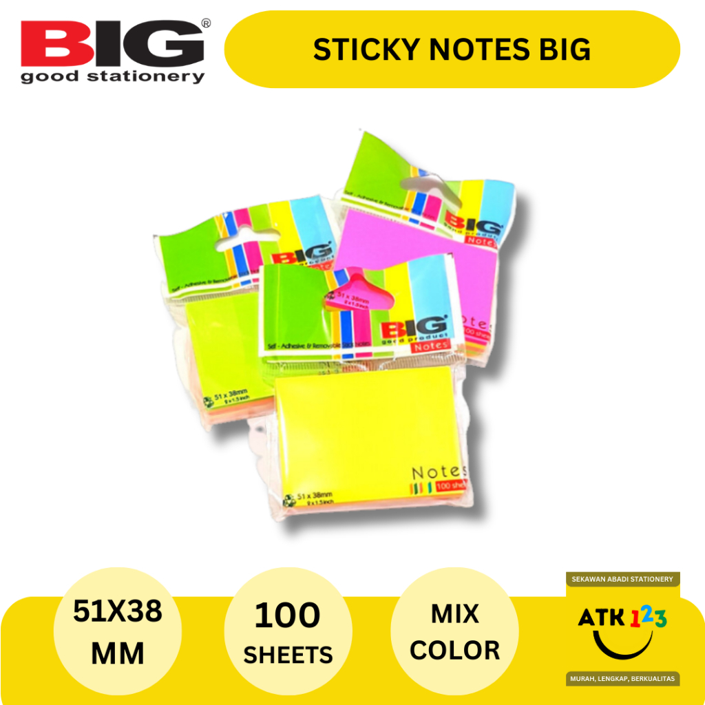 

BIG Post It / Sticky Note / Sign Here Merk BIG Ukuran SN-51x38C Color