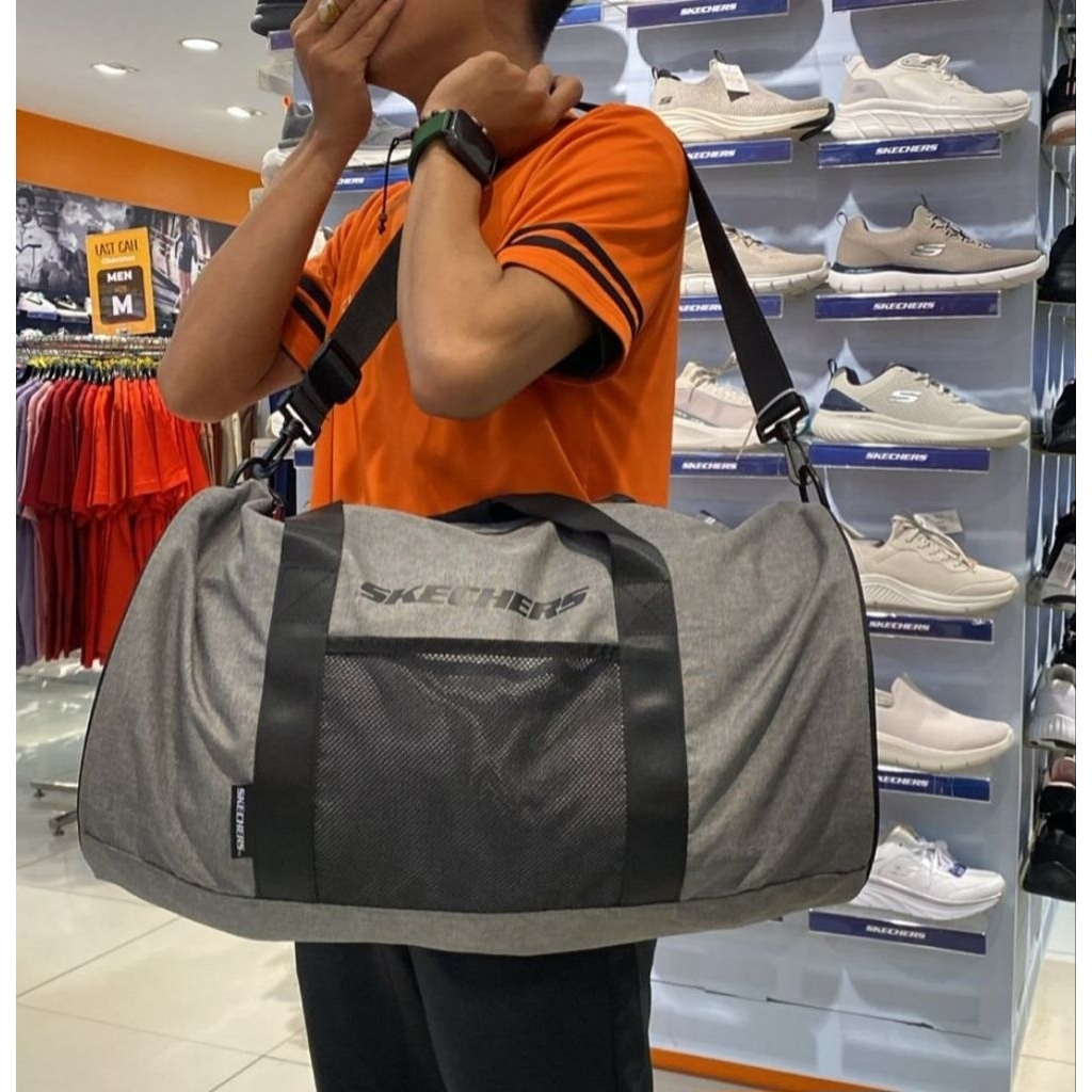 tas skechers duffle with bungee  gym bag skechers original