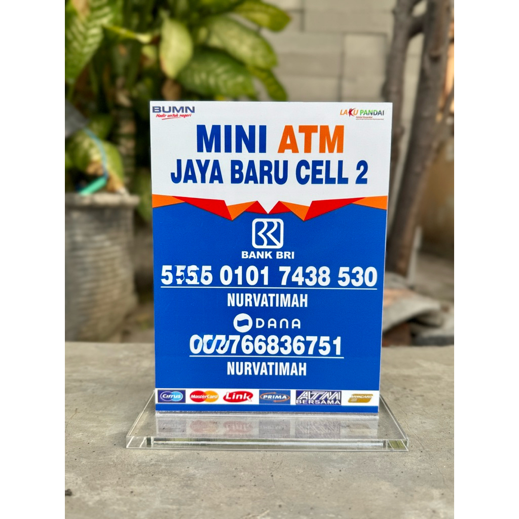 

BISA GANTI NOMOR / CUSTOM REQUEST AKRILIK MEJA UK 15x20cm AGEN MINI ATM BAHAN AKRILIK TEBAL
