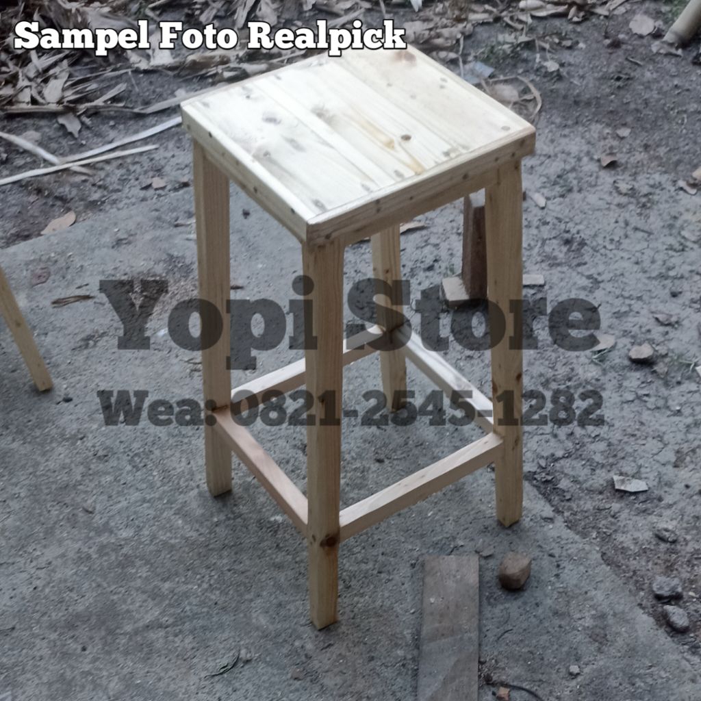 kursi kayu/kursi bakso/kursi bar caffe/kafe 30x30x75 cm