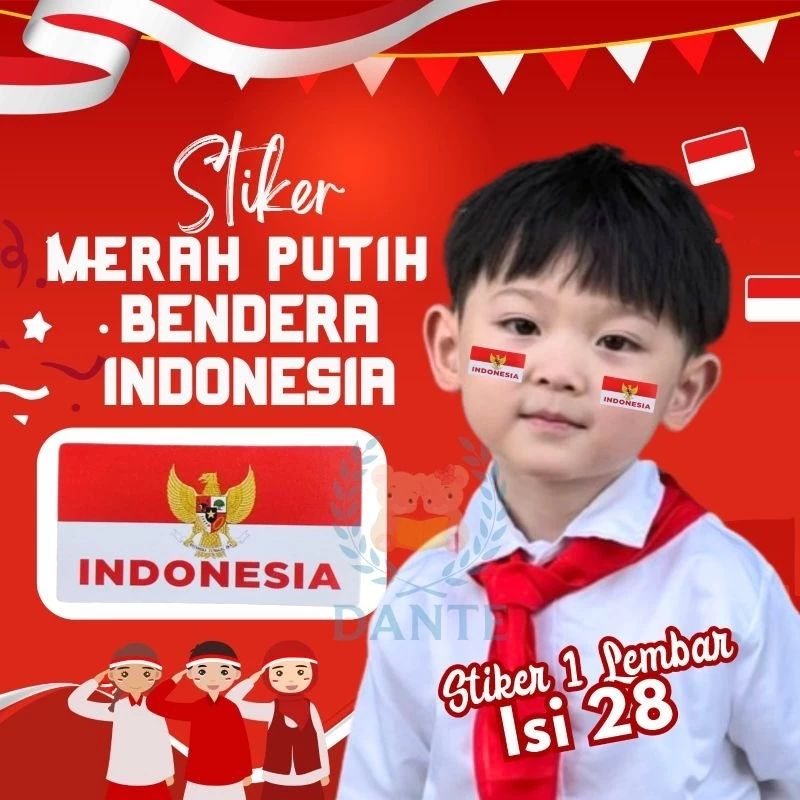 

Sticker Bendera Indonesia - stiker bendera merah putih - stiker pipi Glossy - garuda merah putih - per lembar