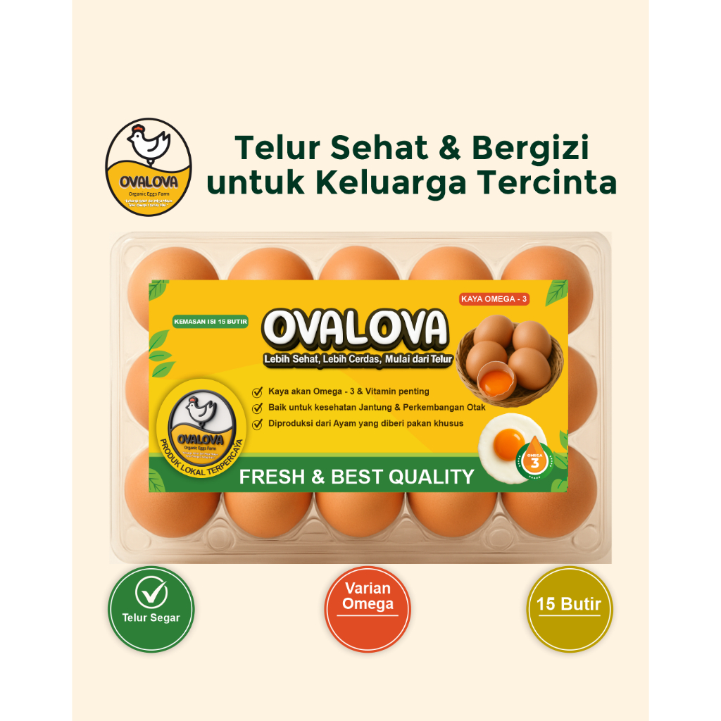 

Telur Ayam Omega | Telur Fresh Bersih Kualitas Terbaik | isi 15 Butir