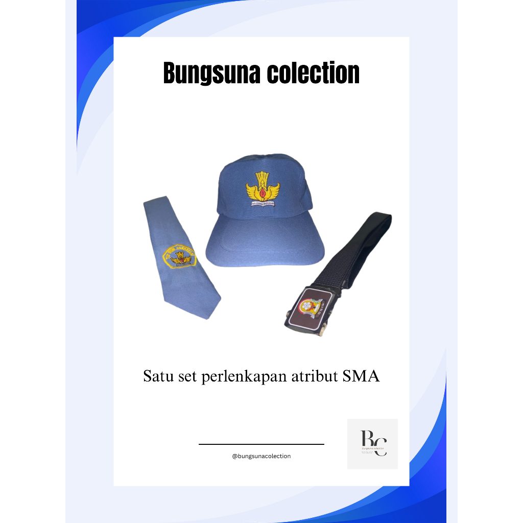 topi,sabuk,dasi satu set SMA
