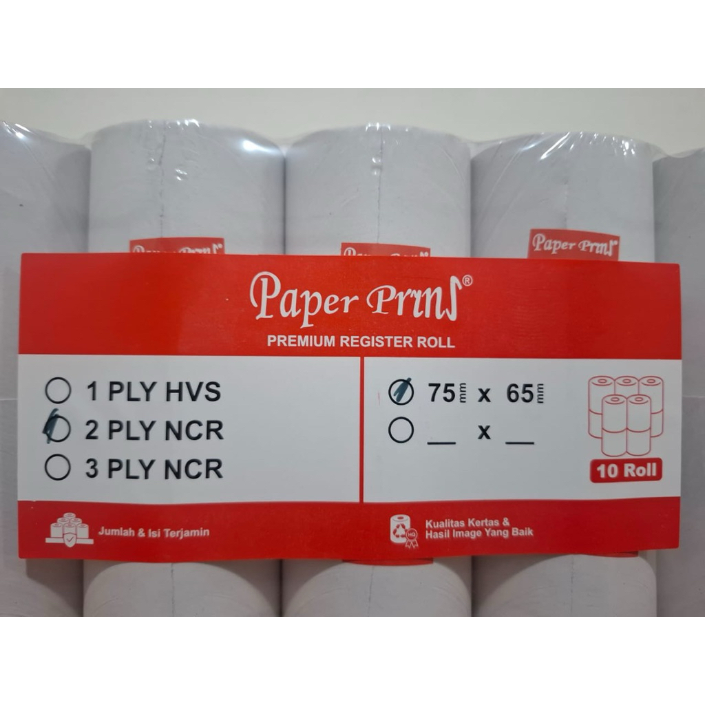

Kertas Struk Kasir Rol PaperPryns 75 x 65 mm 2 Ply NCR