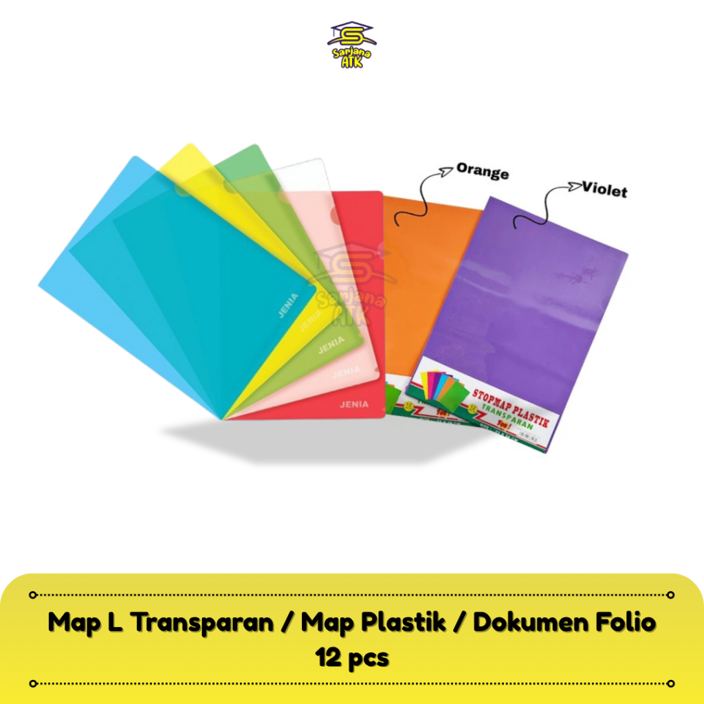 

(12 Pcs) Map L Transparan / Map Plastik / Dokumen Folio