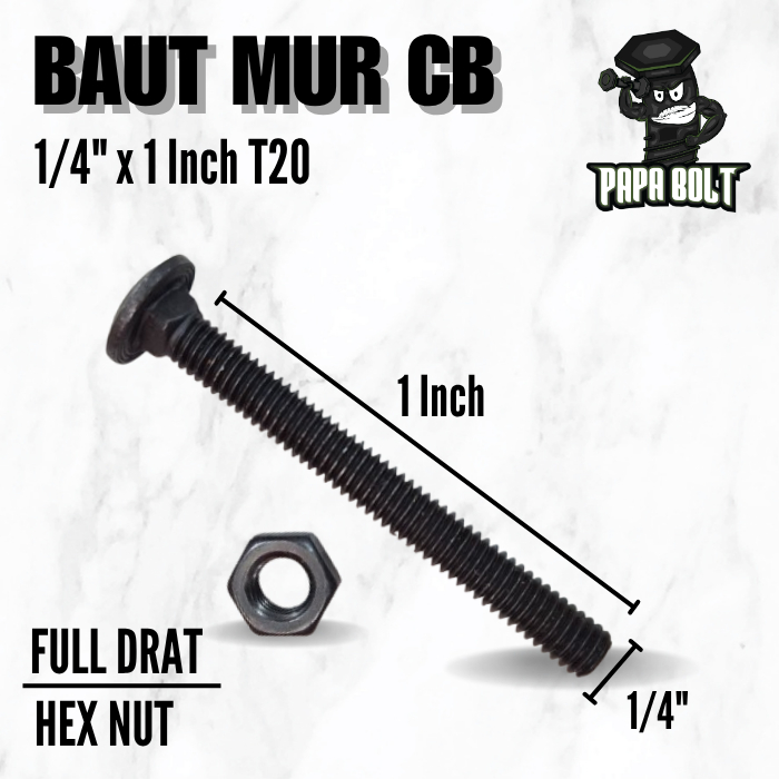 Baut Mur CB / Baut Mur Payung 1/4" x 1" T20