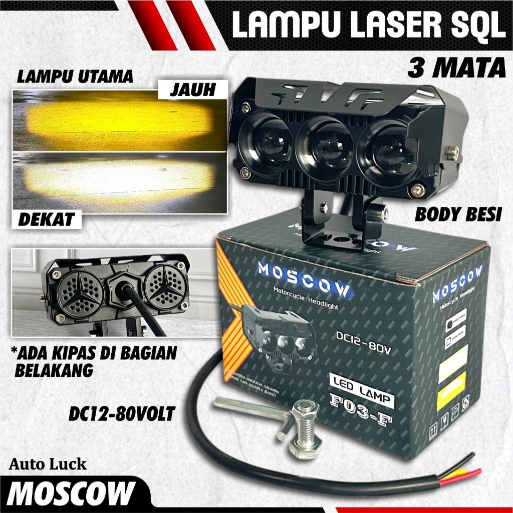LAMPU SQL 3 MATA KIPAS LAMPU SOROT SQL 3 MATA KIPAS LED PREMIUM ORIGINAL MERK MOSCOW LAMPU TEMPAK LE