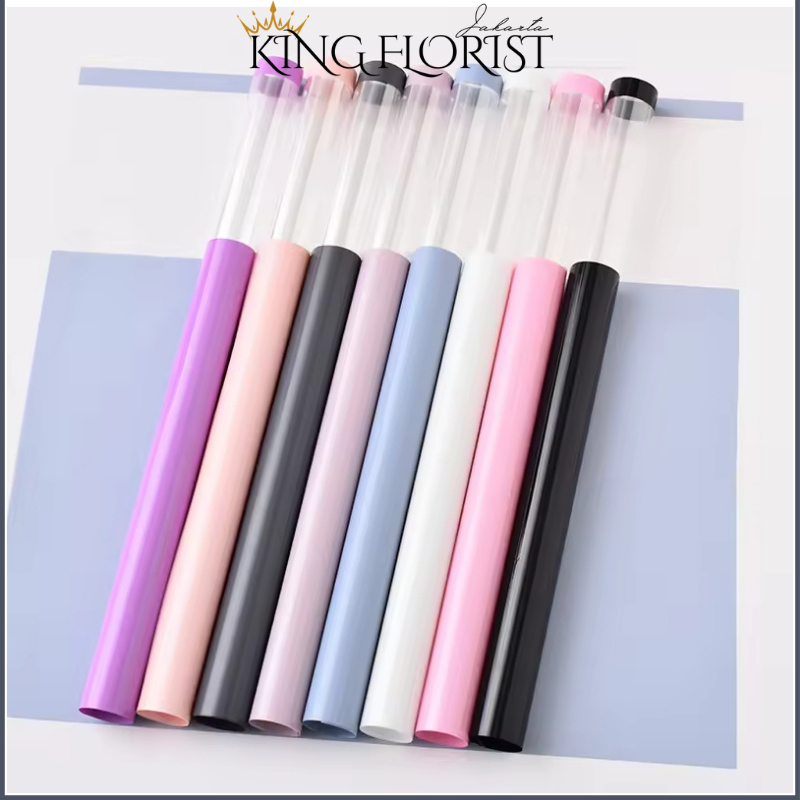 

Kertas Buket Cellophane Flower Wrapping Transparan List Line Waterproof Paper Color Frame 6054