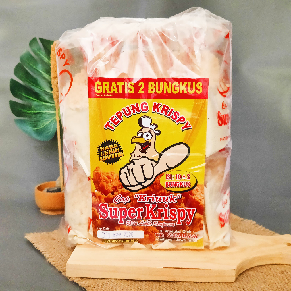 

Tepung Kriuk Super Crispy Renyah 1Kg isi 10 pcs PROMO BONUS 2 PCS TERBATAS