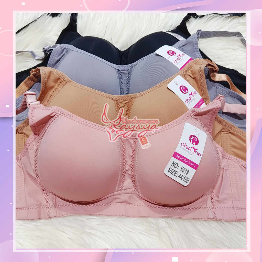 BH/Bra Chelyne V819 Busa Tipis Tanpa Kawat Ukuran 38-44