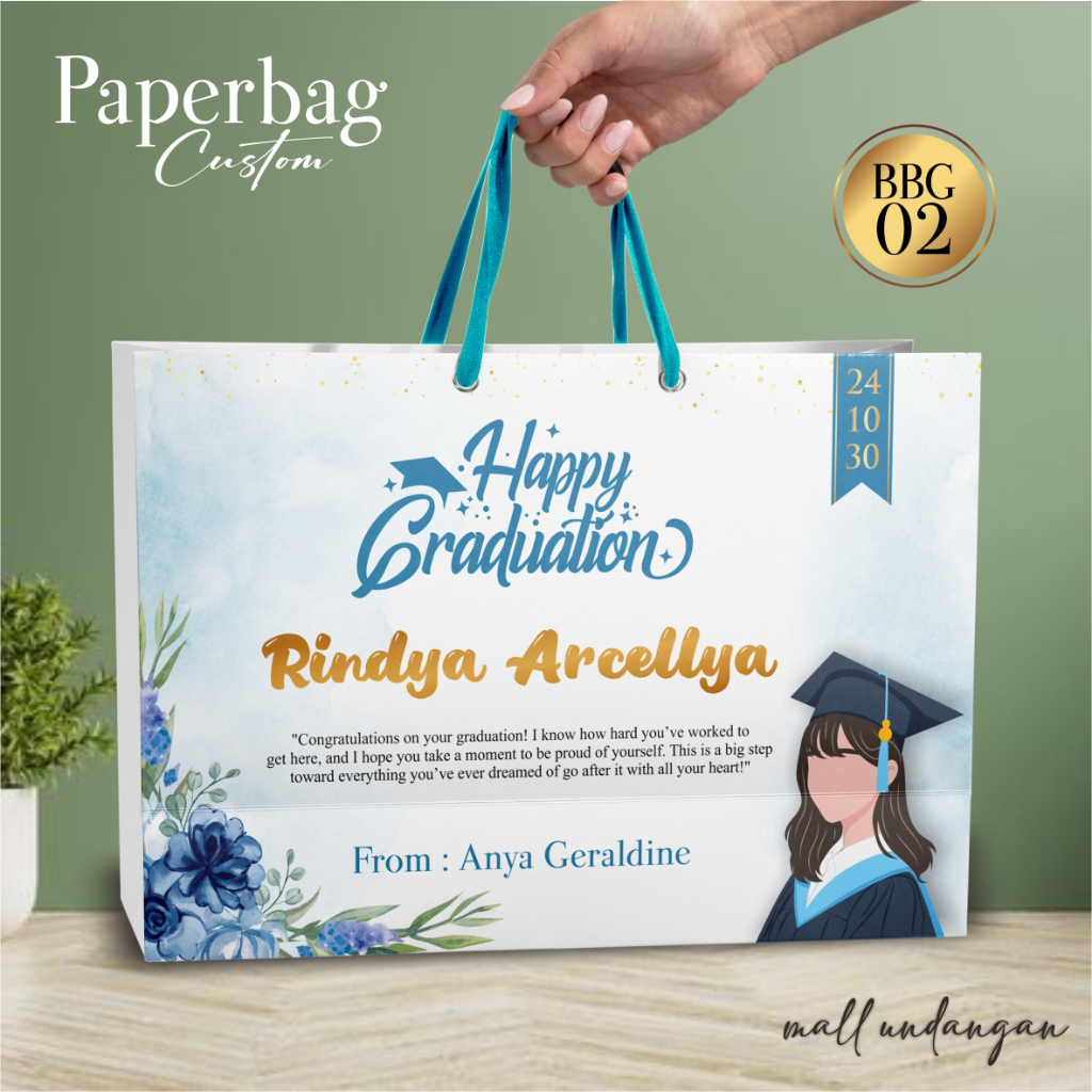 

PAPER BAG KADO WISUDA CUSTOM NAMA - PAPERBAG GIFT GRADUATION