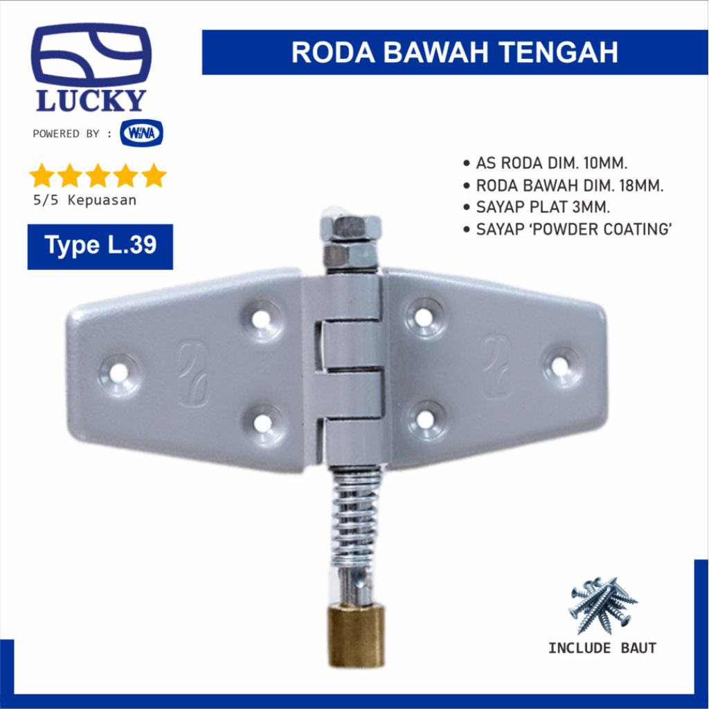 Roda Bawah Tengah Lucky L39 Engsel Pintu Garasi Geser Sliding & Lipat - 100% Original