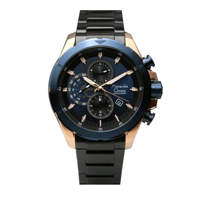 Alexandre Christie AC 6508 Rosegold Blue New MCBBRBUBU Jam Tangan Pria Original