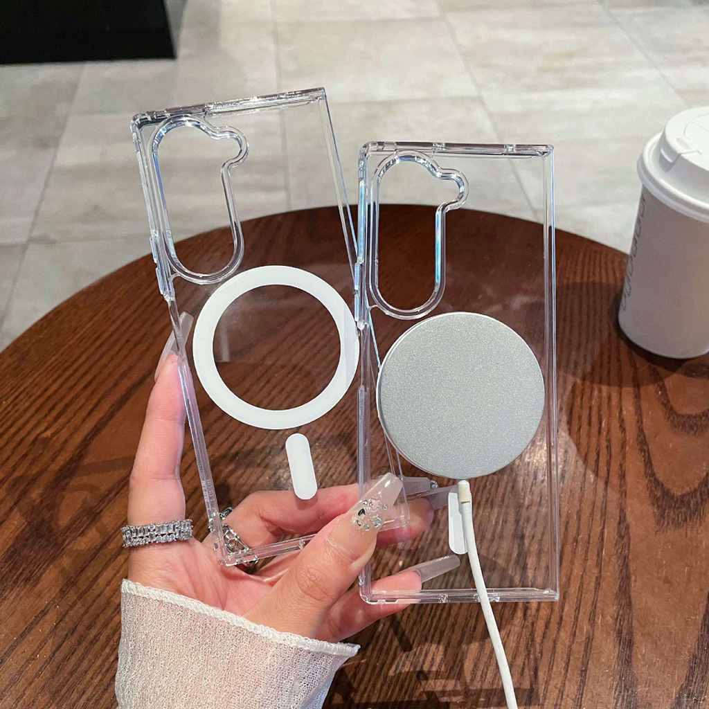 New Case Samsung Zfold7 Magsafe Polos Transparan Acrylic Pelindung Imut Lucu Hp Casing TPU Keren For