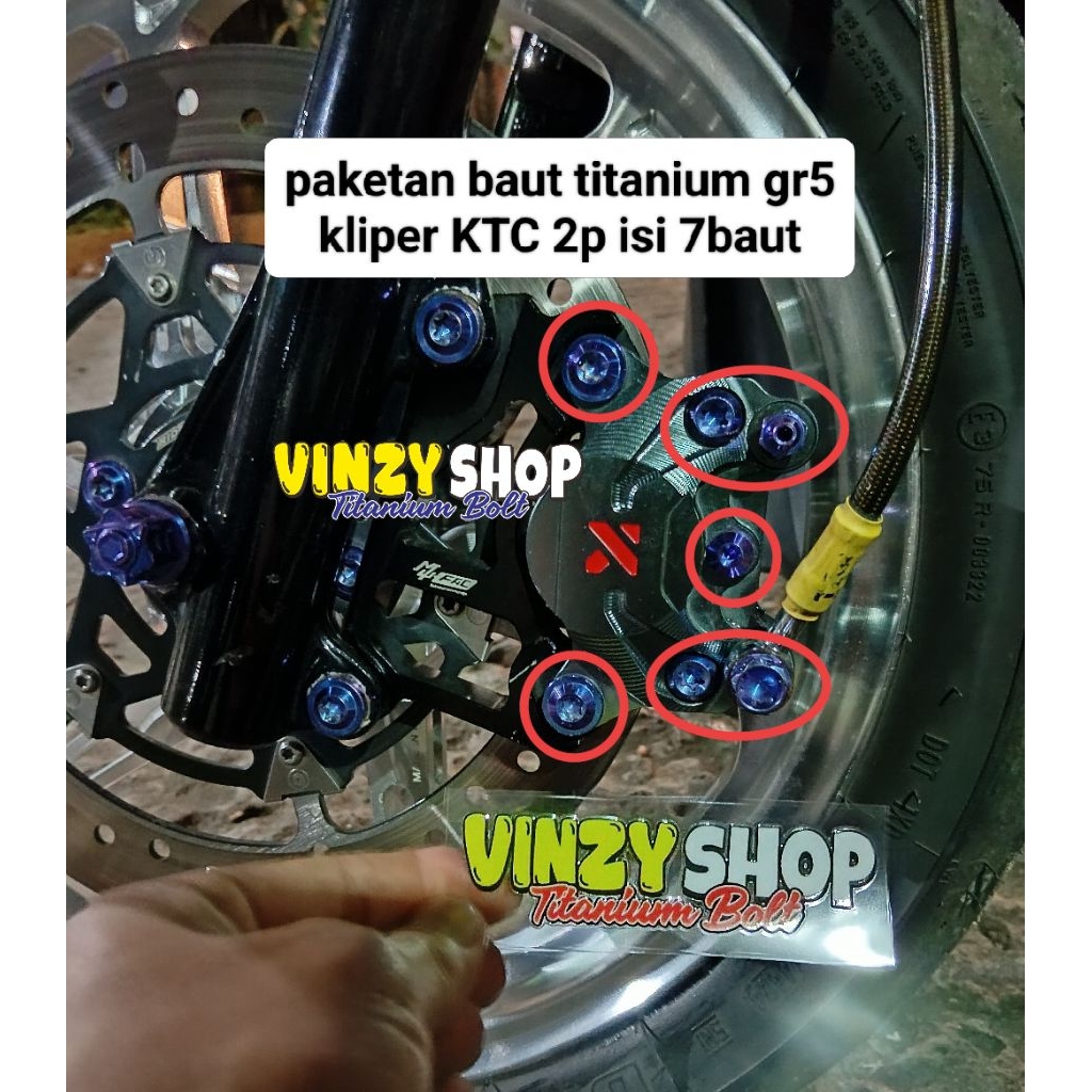 paketan baut titanium gr5 kaliper KTC isi 7baut