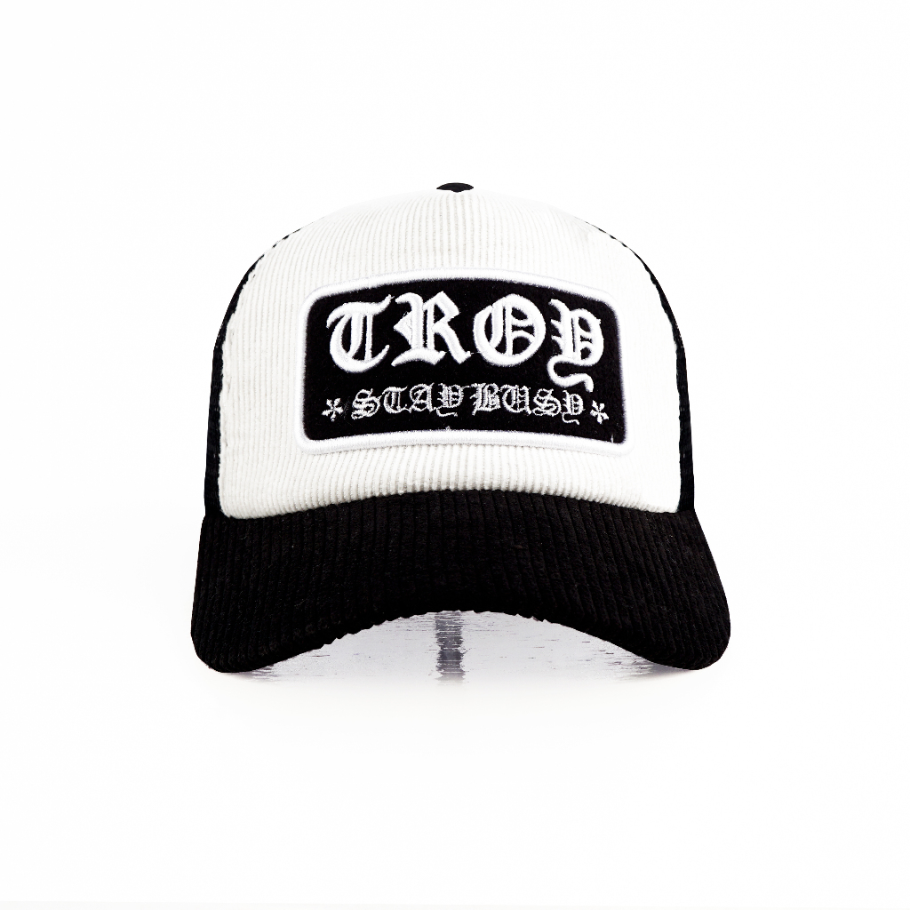 [FREE BOX] Troy Company Trucker Hat Uppercase - Topi Trucker Putih Hitam TCN 3194