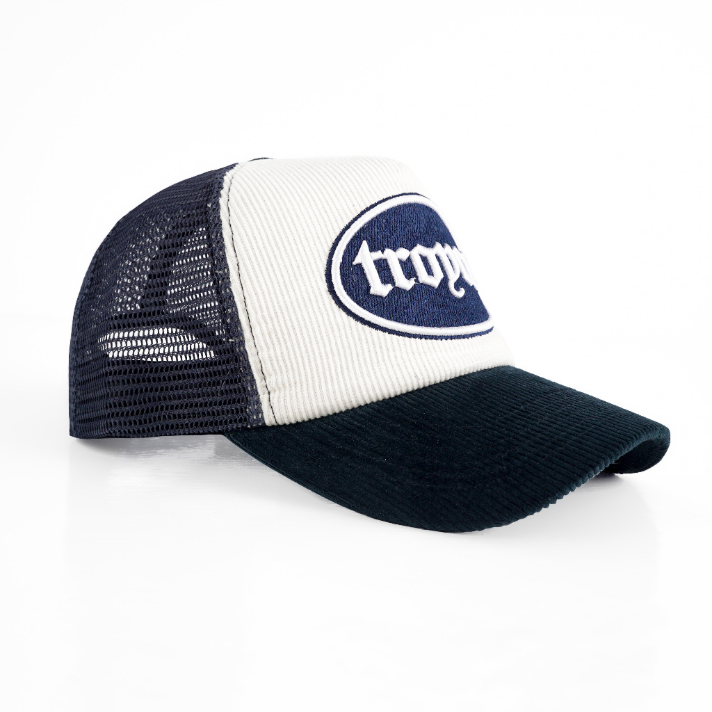 [FREE BOX] Troy Company Trucker Hat Lowercase - Topi Trucker Putih Navy TCN 3195