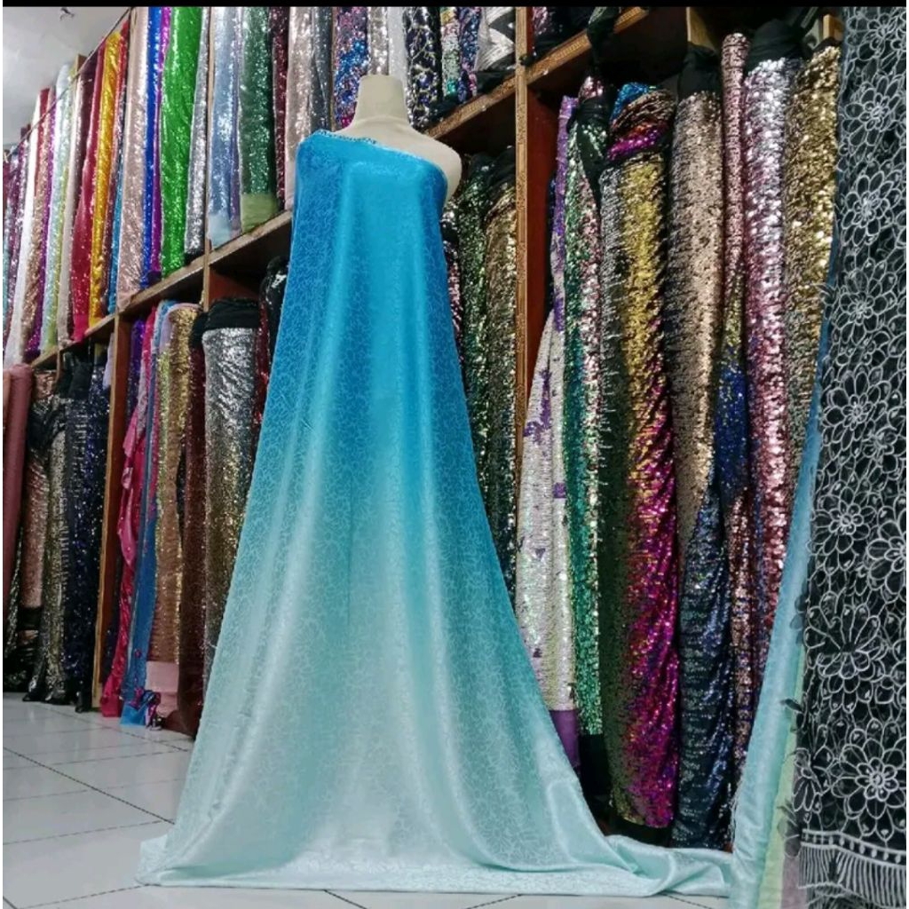 BAHAN/KAIN GRADASI JAGUAR SATIN/KAIN DRESS/GAUN PESTA