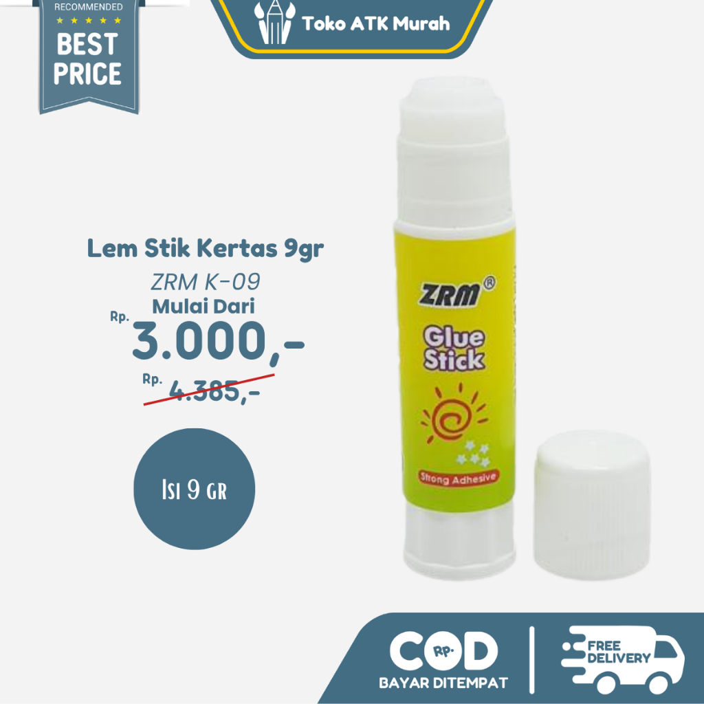 

Lem Stik 9gr ZRM - Glue Stick K-09 | Lem Kertas Sekolah & Kantor