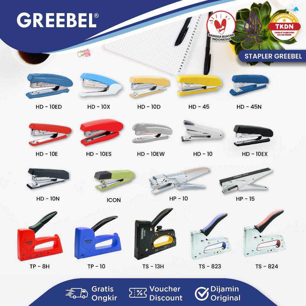 

GREEBEL Stapler Staples Cekrekan Jegrekan / Stepler Jepretan VARIAN (PCS)