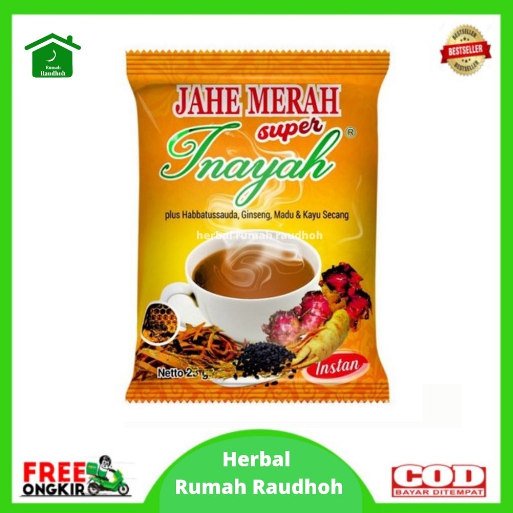 

JAHE MERAH SUPER INAYAH PER RENCENG (12 SACHET) - JAHE MERAH PLUS HABBATUSSAUDA, GINGSENG, MADU & KAYU SECANG