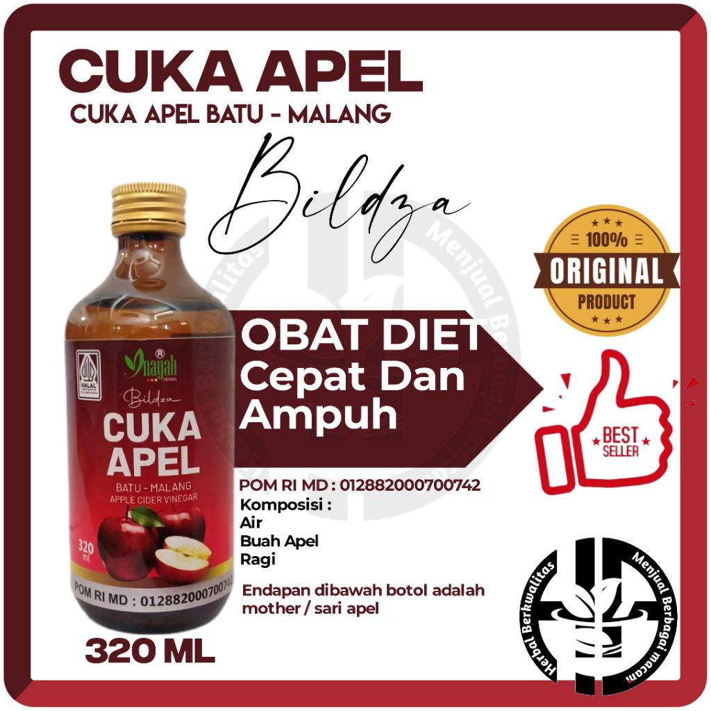 

CUKA APEL Original Inayah 100% Asli BPOM Apple Cider Vinegar Membantu Menjaga Kesehatan Isi 320 ml