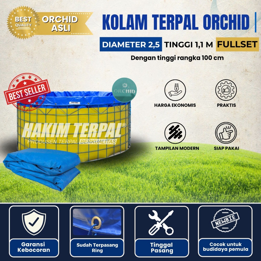 KOLAM BULAT TERPAL DIAMATER 2,5 TINGGI 1,2 FULLSET ORCHID | KOLAM BIOFLOK