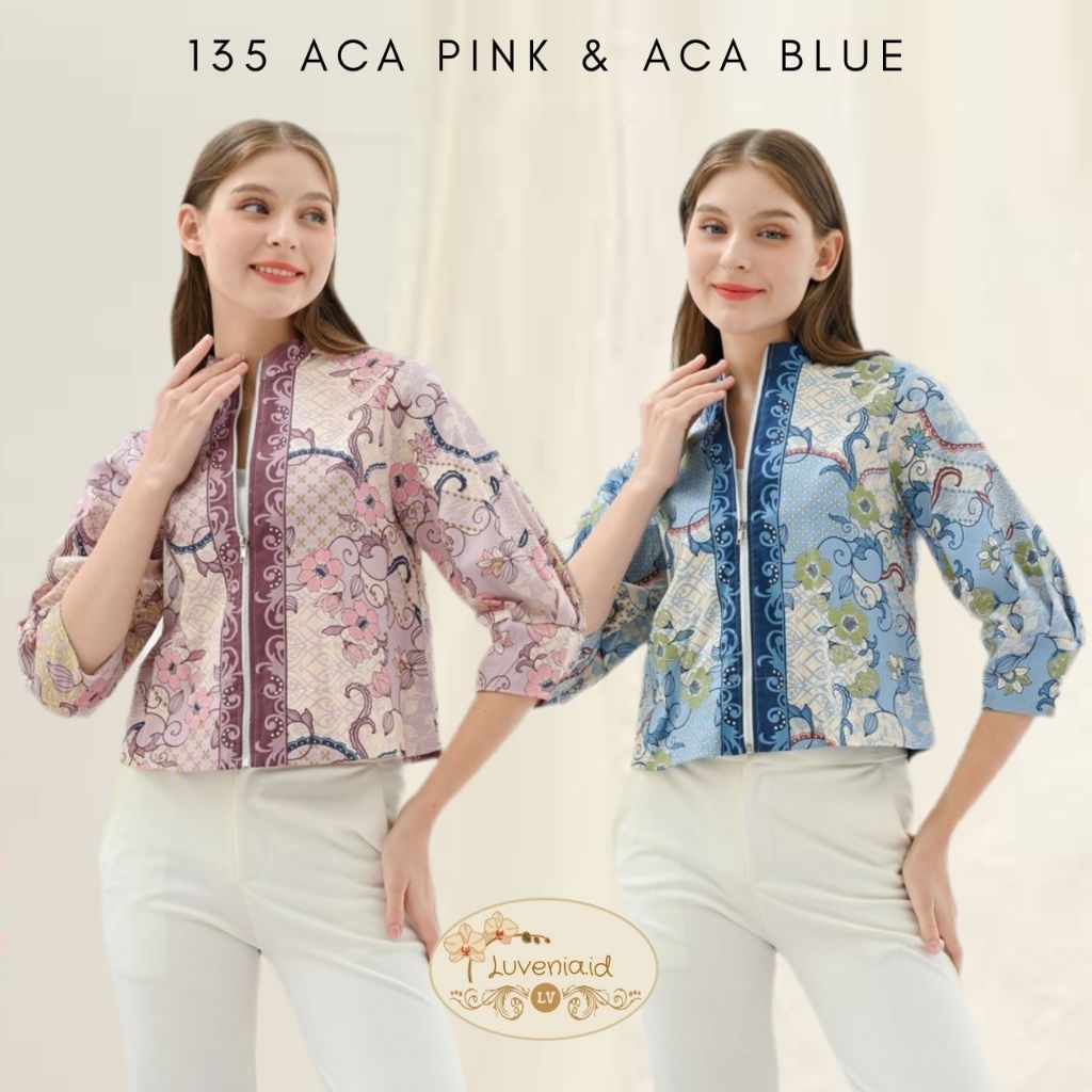 Outer Batik 135 ACA BLUE / PINK / Batik Jumbo / Outer Batik / Jaket Batik / Batik Couple / Seragam B