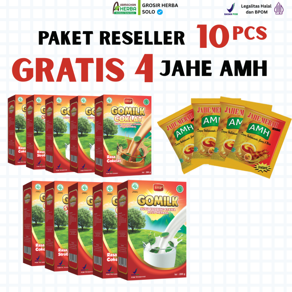 

[PAKET RESELLER] [GRATIS HADIAH][BELI 8 GRATIS 2] [EXPIRED LAMA] Susu Kambing GOMILK 200 gr GARANSI Produk Original