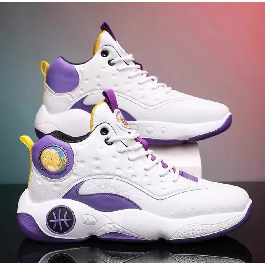 SEPATU BASKET PRIA WANITA KEKINIAN ANTI SLIP WARNA HIJAU DN UNGU "A117"