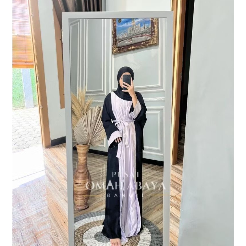 Abaya Hitam Kombinasi Kekinian  - ABAYA KANIA POLOS - Gamis Muslimah - Ready siap kirim [ BISA COD ]