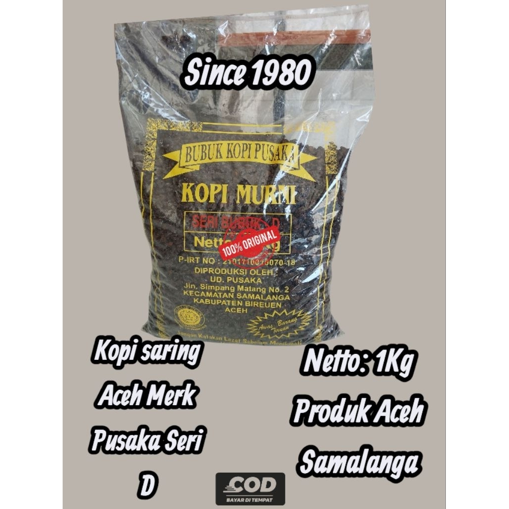 

Harga Spesial 1Kg Kopi Kasar Aceh Kopi Saring Cap Pusaka Seri D