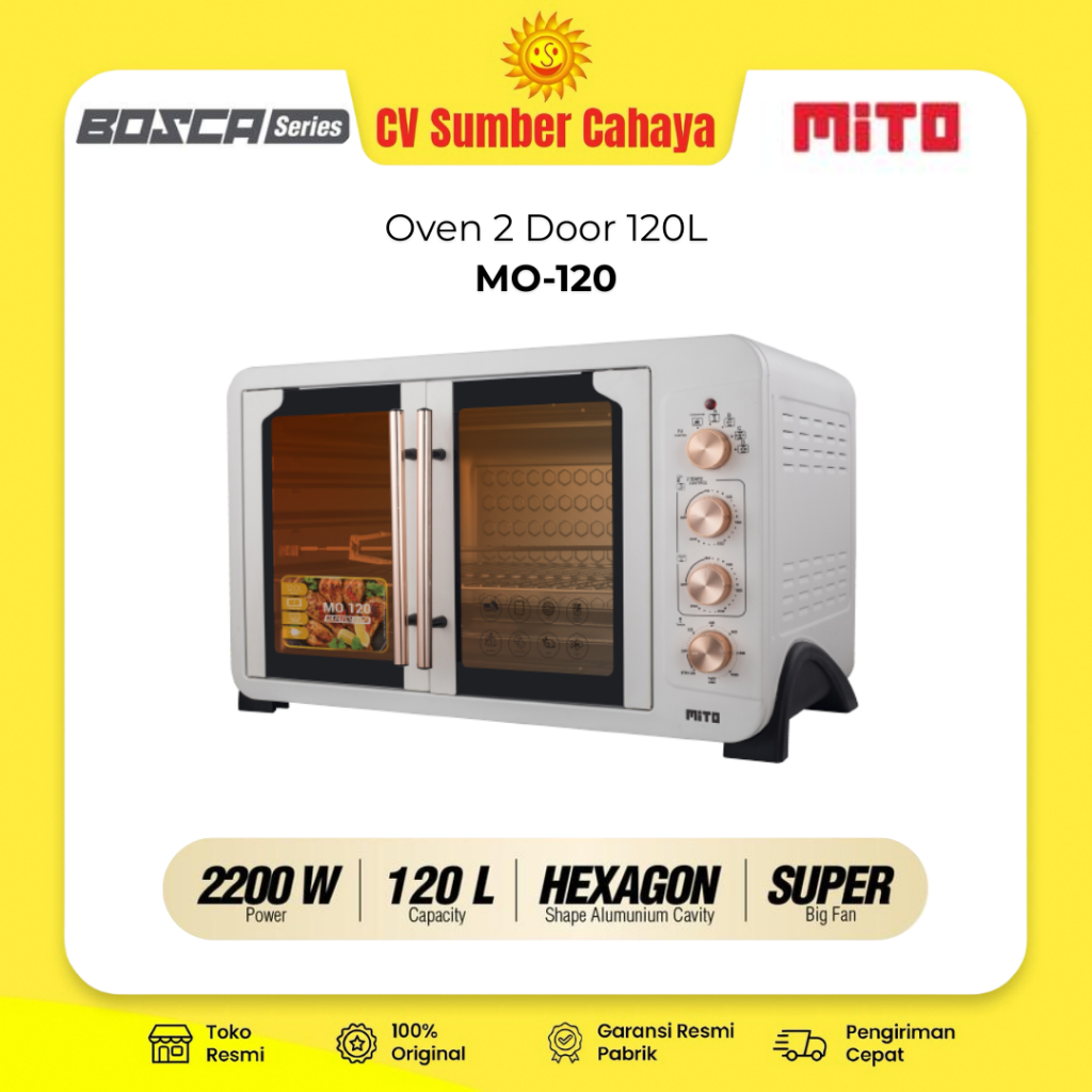 MITO Oven Listrik Bosca Series MO120 Double Door 120L MO 120 Oven Kapasitas Besar