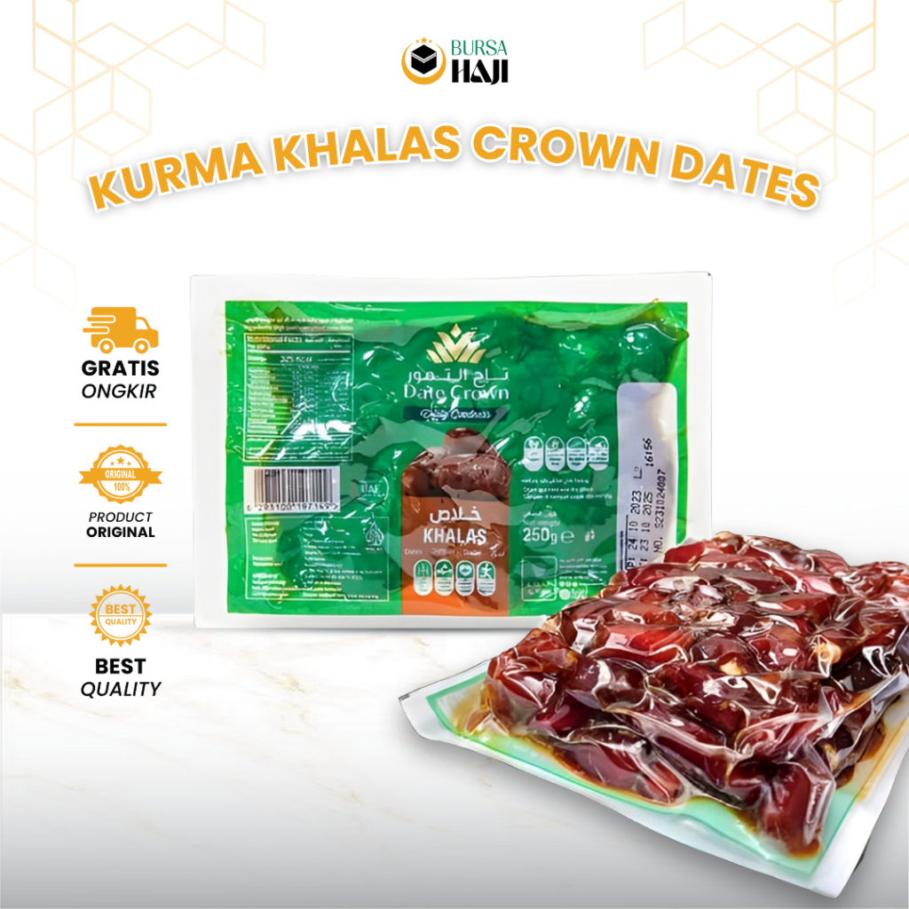 

Khalas Date Crown Vacum 250 gram/ Kurma khalas tanpa biji