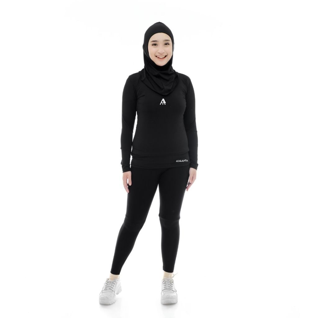 BASELAYER MANSET WANITA LENGAN PANJANG ATASAN OLAHRAGA BAJU SPORT RUNNING FITNESS VOLI YOGA RENANG S