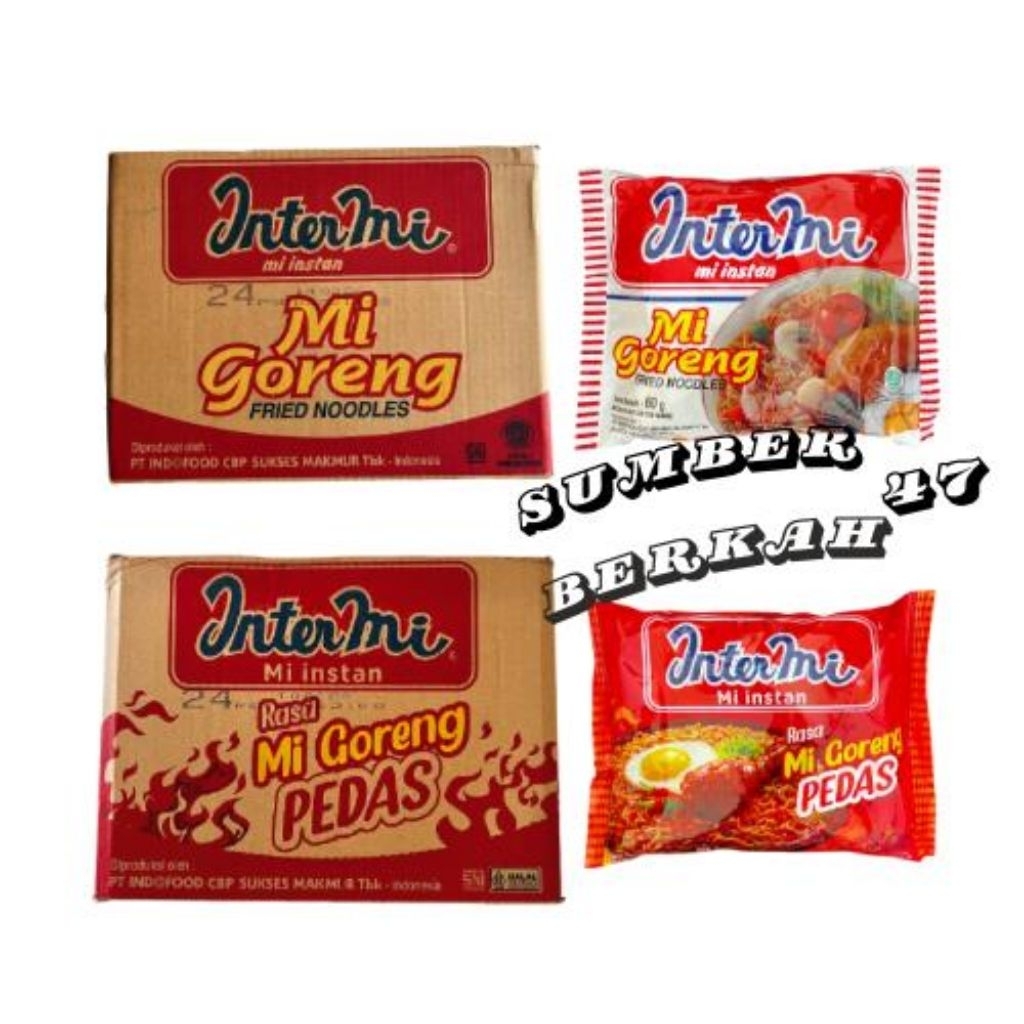 

INTERMI GORENG dan INTERMI PEDAS Mie Instant 1 Kardus isi 40 Pcs x 60 Gram