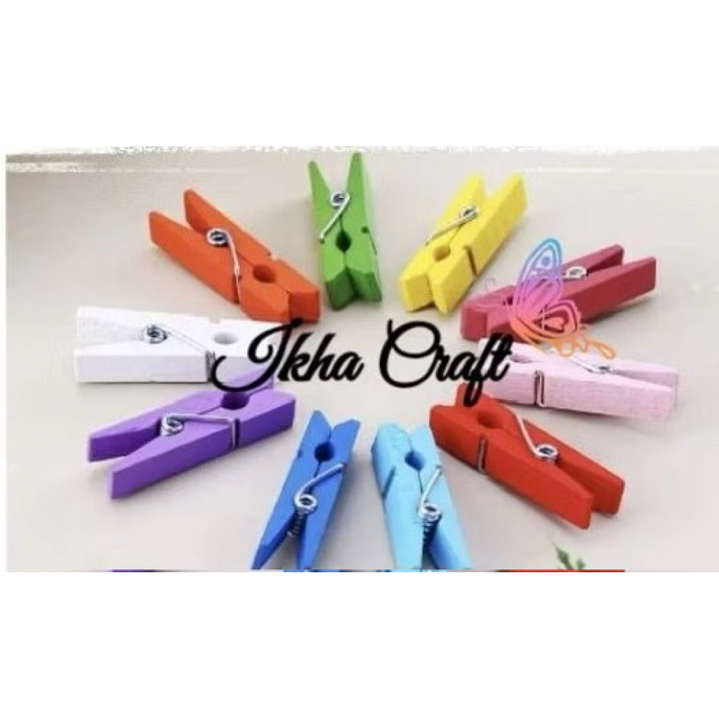 

12 pcs Penjepit Foto Polaroid Aneka Ukuran - Wooden Clip Kayu uk 2,5cm,3,5cm, 4,5cm, 7,8cm