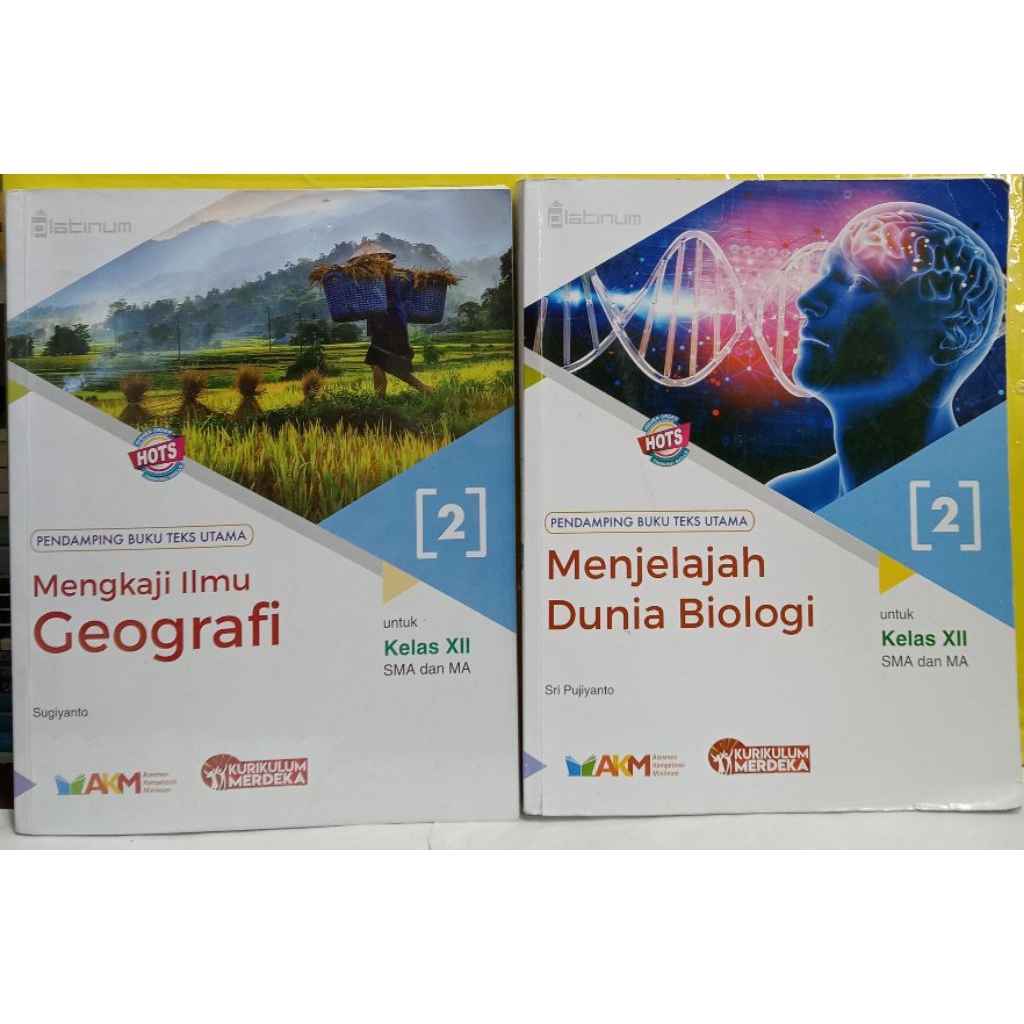 BUKU PAKET GEOGRAFI  DAN MENJELAJAHI DUNIA BIOLOGI UNTUK SMA KELAS 12 KURIKULUM MERDEKA TIGA SERANGK