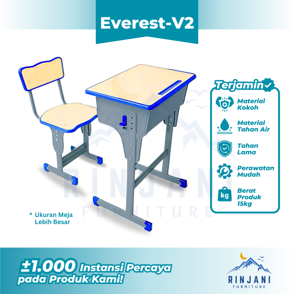 Meja Kursi Siswa  - Bangku Sekolah Besi | Kursi Sekolah Modern (Tipe EVEREST V2)