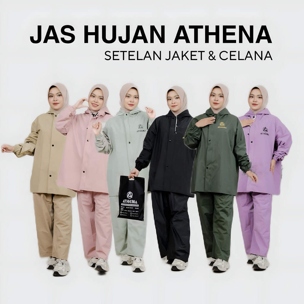 Jas Hujan Setelan Dewasa Pria Wanita by Athena Bahan Tebal Kuat Dan Anti Rembes
