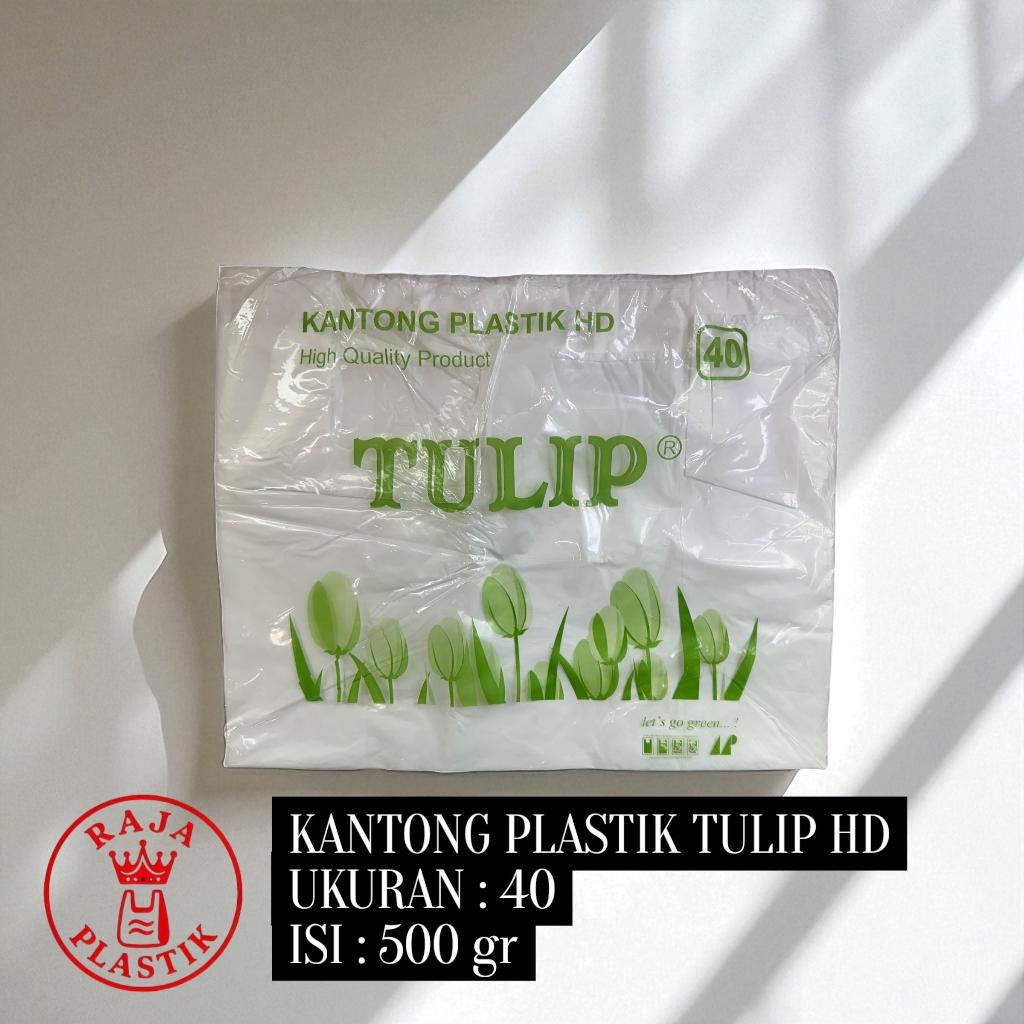 Plastik Kresek Tulip Serbaguna – Kuat & Tebal | Ukuran 40 | Warna Putih |  Berat 500Gr
