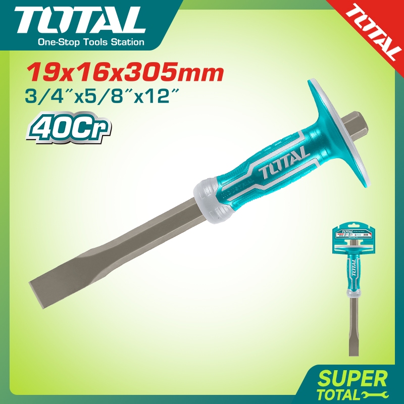 【TOTAL】 THT4421216 Parang Beton - Mata 4mm, Tangkai 16mm, Panjang 305mm, Baja 40Cr Diproses Panas