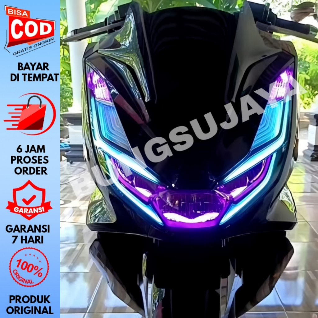 SIAP PASANG PAKETAN LAMPU ALIS DRL NEW HONDA PCX 160 BONUS DEMON EYES BERKUALITAS TIDAK BERBINTIK